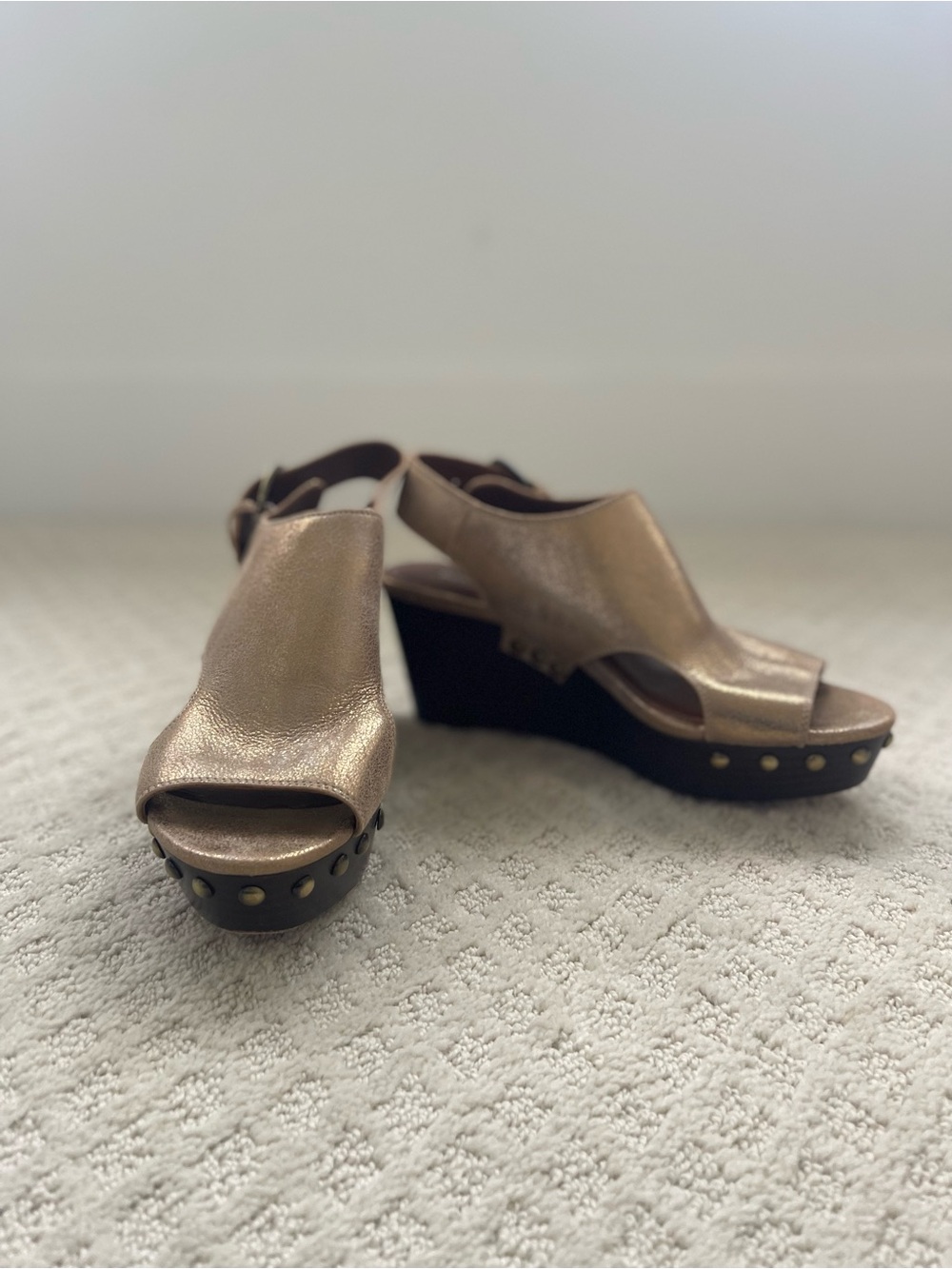 Donald J. Pliner Metallic Bronze Open-Toe Wedge Sandals
